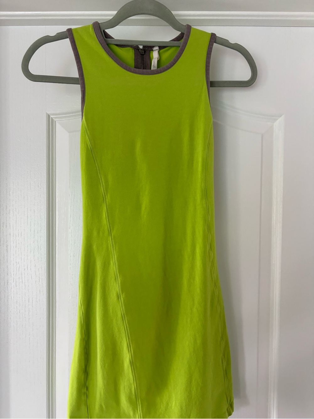 Lime Green Sleeveless Shift Dress with Contrast Trim